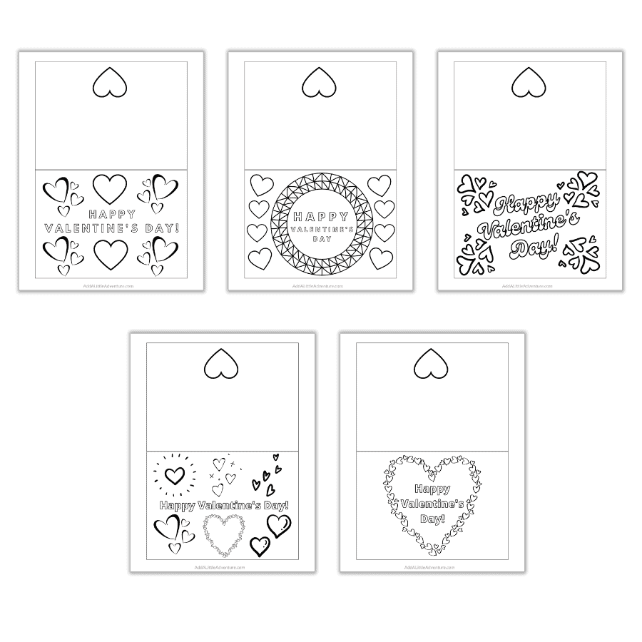foldable printable valentines day cards to color for kids foldable